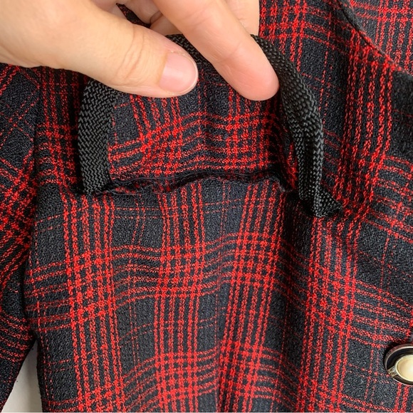 80s Vintage Black and Red Plaid Midi Dress Size Small - Picture 3 of 13